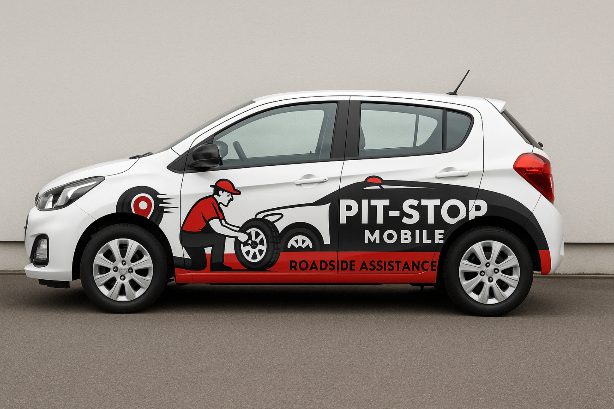 Roadside technician working safely at the shoulder